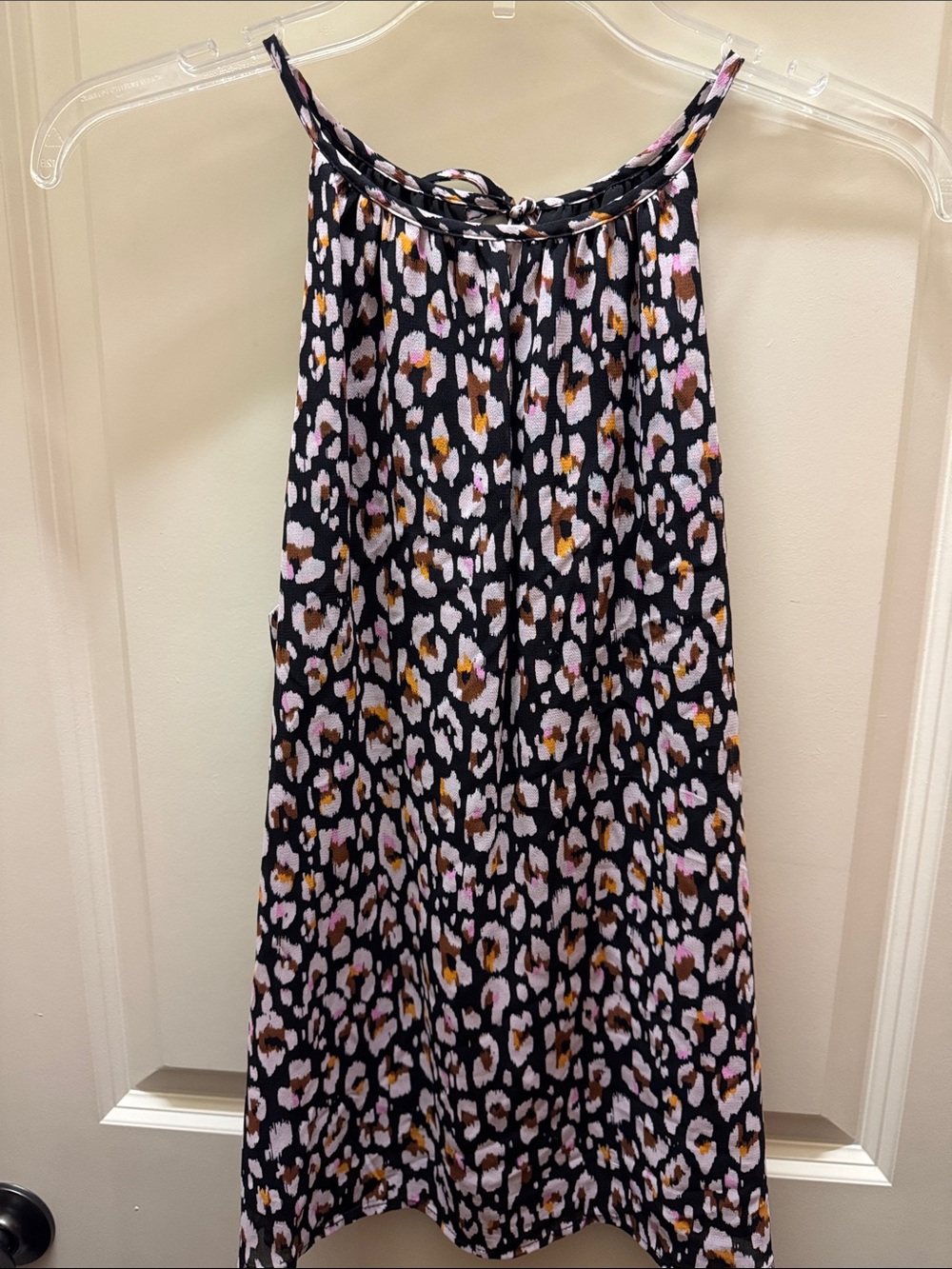 Sanctuary Black Tank Top with Pink and Tan Leopard Spots